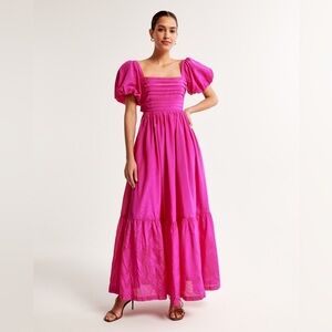 Abercrombie Emerson Drama Bow-Back Maxi Gown, pink, size L petite